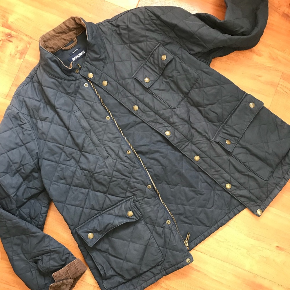 Men’s BONOBOS Navy Quilted Barn Jacket (std sz L)